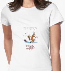Calvin and Hobbes Dancing Women's Fitted T-Shirt