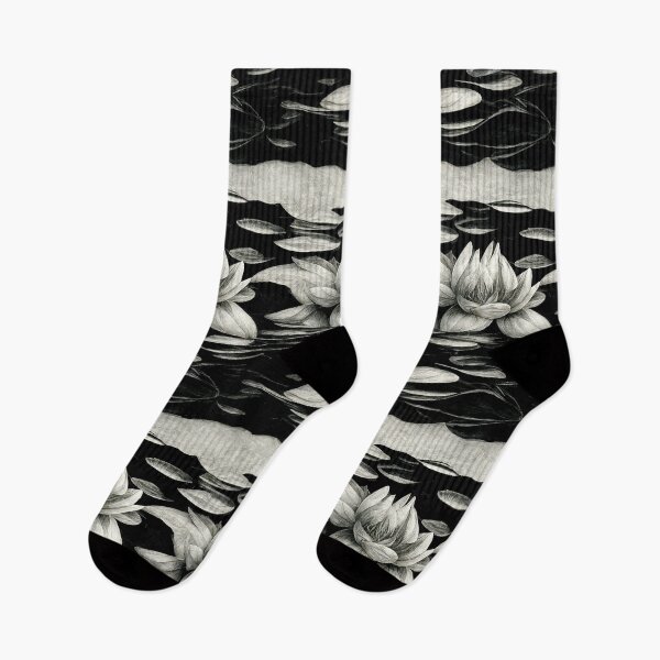 Item preview, Aqualina - Water lilies black and white (8/8) designed and sold by sabantha.