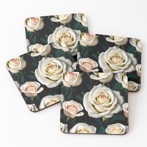Item preview, White Realistic Roses Flowers in Bloom Pattern designed and sold by Digi Artworks Store.
