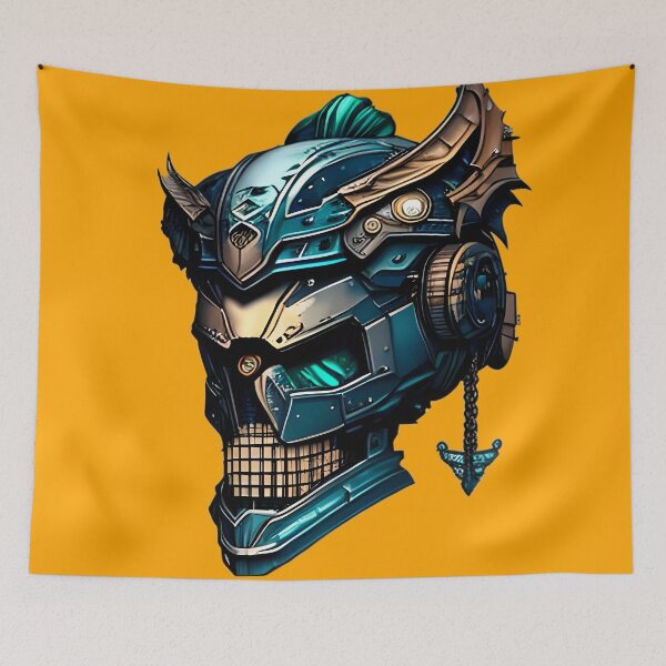 Item preview, The Blue Cyborg Skull - An Intriguing Illustration of the Future designed and sold by GalihDA.