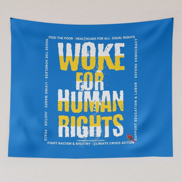 Item preview, PMD00777 Progressive Movement Designs Woke for Human Rights shows you are woke and support progressive goals for progressive Democrats Independents and Bernie Sanders supporters designed and sold by ProgressiveLeft.