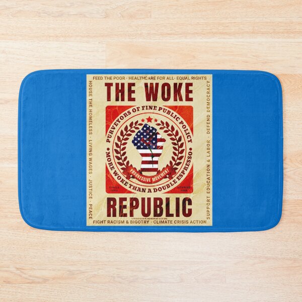 Item preview, PMD00778 Progressive Movement Designs Woke Republic vintage poster design shows you are woke and support progressive goals for progressive Democrats Independents and Bernie Sanders supporters designed and sold by ProgressiveLeft.