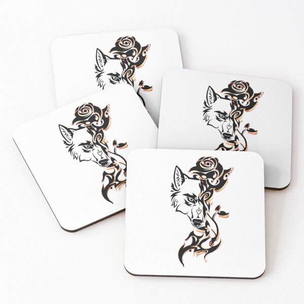 Item preview, Wolf Essential with rose. Tattoo style. designed and sold by BIEZAART.