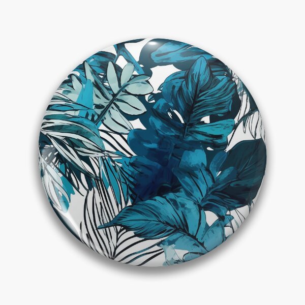 Item preview, Blue ink tropical foliage print designed and sold by cult-andromeda.