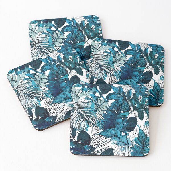 Item preview, Blue ink tropical foliage print designed and sold by cult-andromeda.