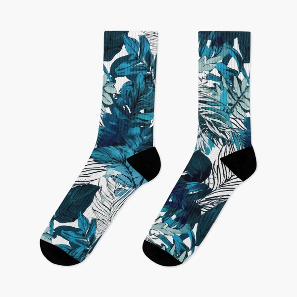 Item preview, Blue ink tropical foliage print designed and sold by cult-andromeda.