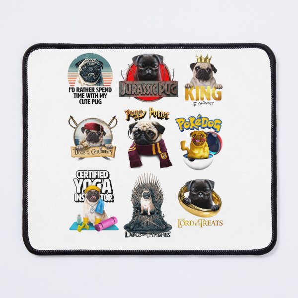 Item preview, 9x Sticker Set - Funny & Cute Pug Dog #2 designed and sold by BrainlabStudios.