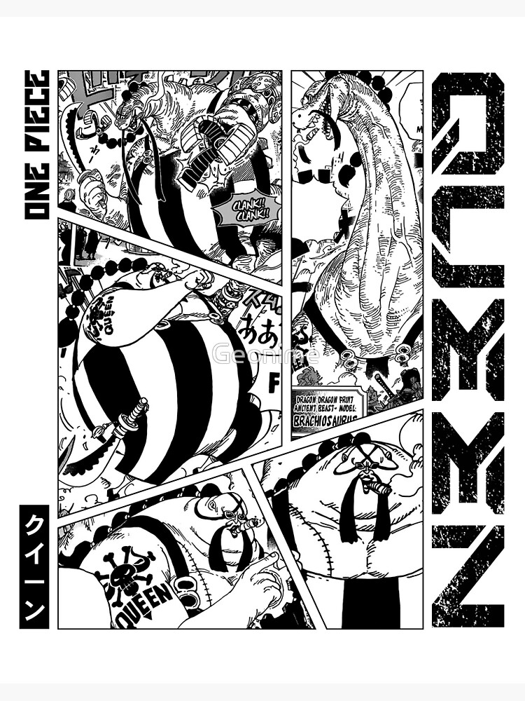 Queen - One Piece Manga Panel black version Sticker for Sale by Geonime