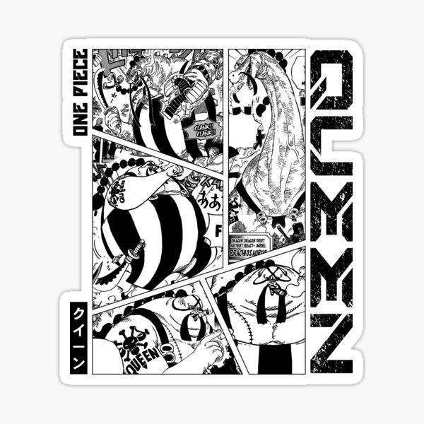 Queen - One Piece Manga Panel black version Sticker for Sale by Geonime