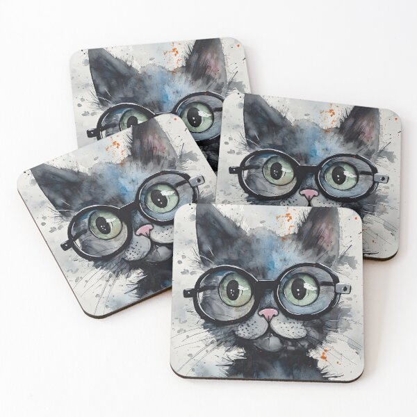 Item preview, Cute Cat With Glasses designed and sold by prettykaler.