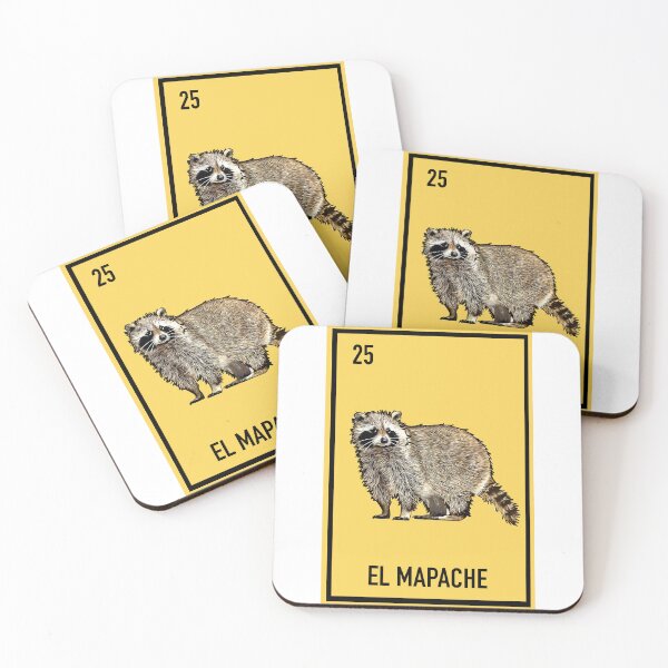 Item preview, 25 El mapche, the raccoon , loteria card animal loteria  designed and sold by DarbyHunterArt.