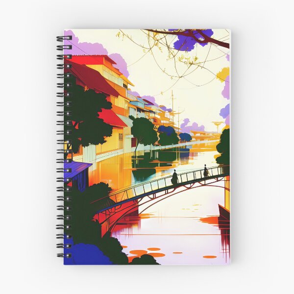 Item preview, Houses on the river bank designed and sold by NanaB-Art.