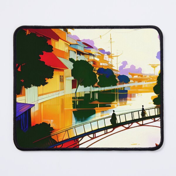 Item preview, Houses on the river bank designed and sold by NanaB-Art.