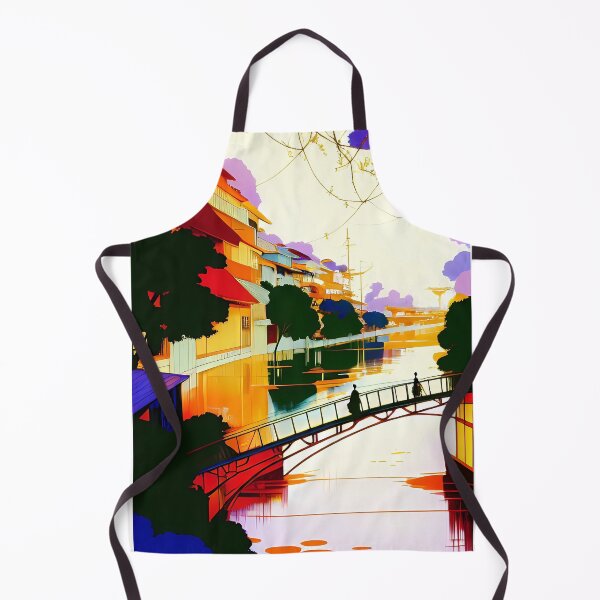 Item preview, Houses on the river bank designed and sold by NanaB-Art.