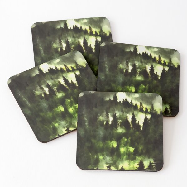 Item preview, Forest Fog Woodland Landscape Painting designed and sold by taiche.