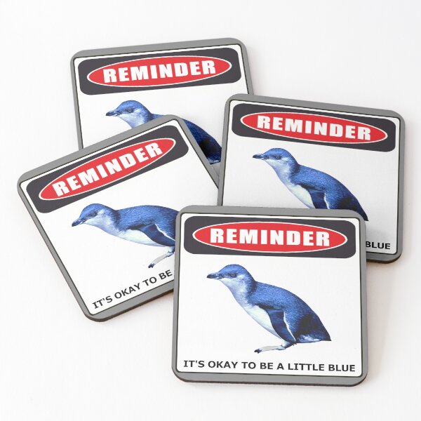 Item preview, Reminder danger sign it's okay to be a little blue penguin (Grey #808080 background)  designed and sold by SBPenguins.