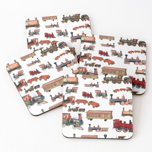 Item preview, Vintage Toy Train Colorful Trains Pattern designed and sold by idovedesign.
