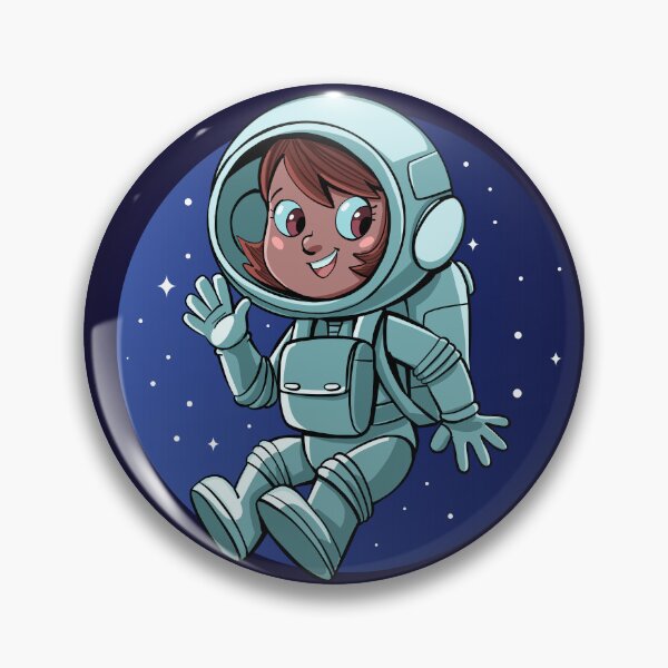 Item preview, girl astronaut in weightlessness floats in space designed and sold by duxpavlic.