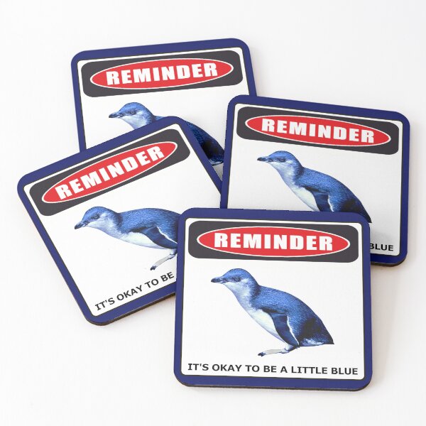 Item preview, Reminder danger sign it's okay to be a little blue penguin (Dark Blue #060D5B background)  designed and sold by SBPenguins.