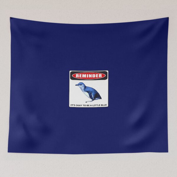 Item preview, Reminder danger sign it's okay to be a little blue penguin (Dark Blue #060D5B background)  designed and sold by SBPenguins.