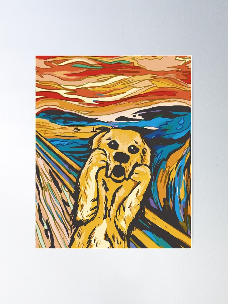 Funny Dog Room Decor, The Scream Dog Poster, Dog Portrait Print, Edvard  Munch