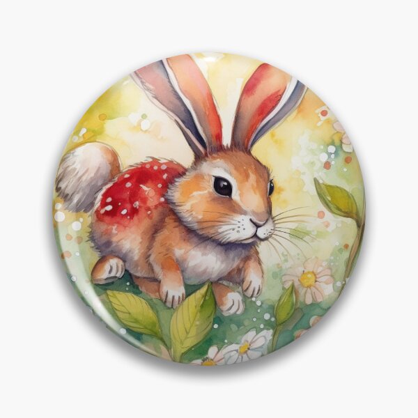 Item preview, Cute bunny hopping in a vibrant garden, excitedly playing with flowers and leaves, discovers a sweet strawberry 1-1 designed and sold by KrazyFantasy.