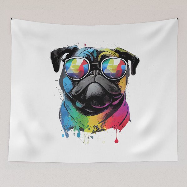Item preview, Colorful cool French bulldog (pug) dog with sunglasses three designed and sold by MLArtifex.