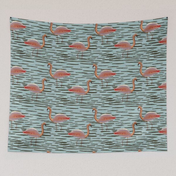 Item preview, Flamingo in the pond designed and sold by Daizydrawshop.