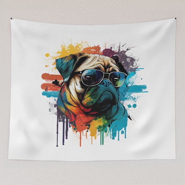 Item preview, Colorful cool French bulldog (pug) dog with sunglasses four designed and sold by MLArtifex.