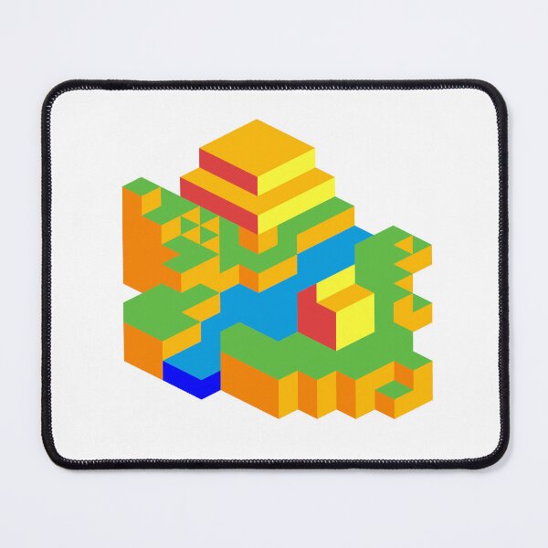 Item preview, W.THI: 3D Colorful Cubes of a River with Autumn Tree and Grass Terrain designed and sold by Warit THI.