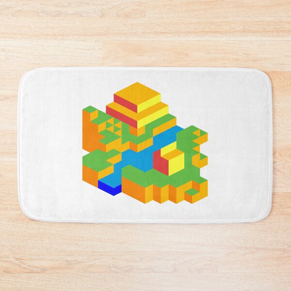 Item preview, W.THI: 3D Colorful Cubes of a River with Autumn Tree and Grass Terrain designed and sold by Warit THI.