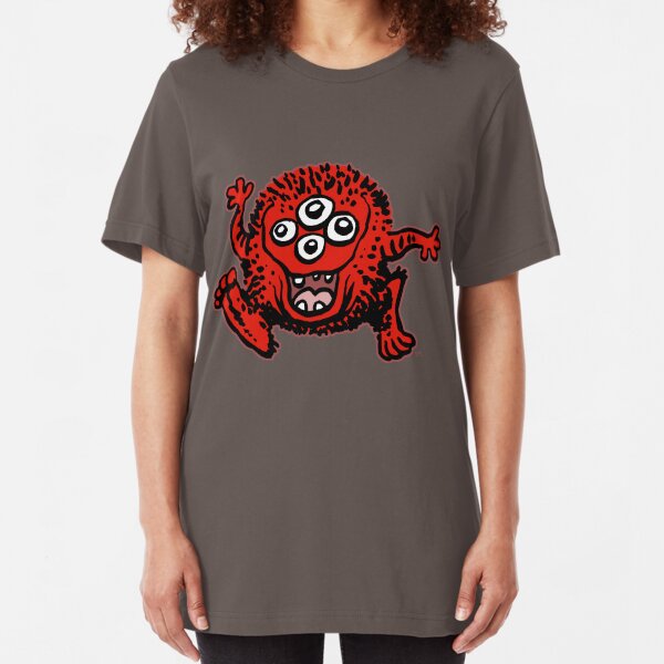 Cute Cartoon Red Monster by Cheerful Madness!! Slim Fit T-Shirt