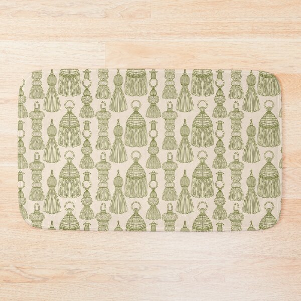Item preview, Passementerie Tassels Pattern - Olive Green on Antique White designed and sold by rnmarts.