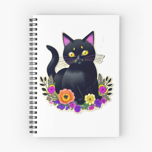 Item preview, Black cat with flowers designed and sold by Pawsitively  Purrfect.