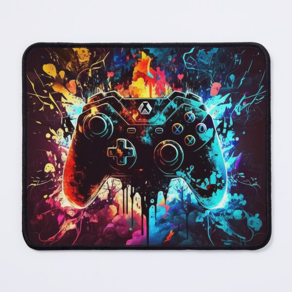 Artikelvorschau, "Futuristic Gamepad Explosion Artwork - Dynamic and Vibrant Digital Art" entworfen und verkauft von MedusaAiArt.