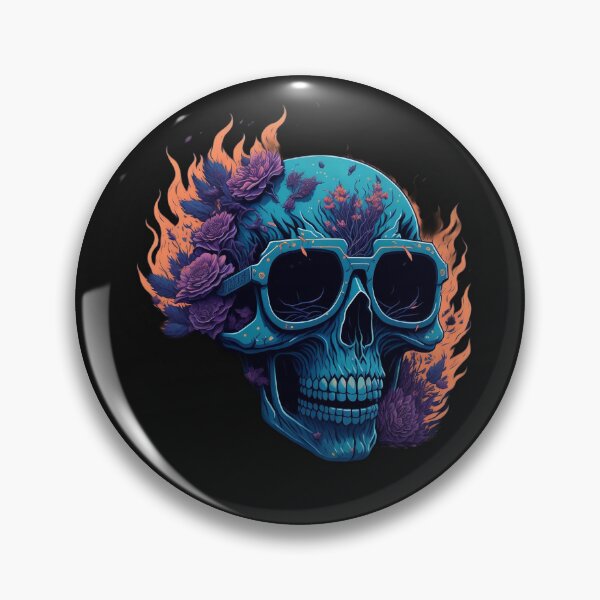 Item preview, Black Metal Flower Fire Scull designed and sold by rockyRG.
