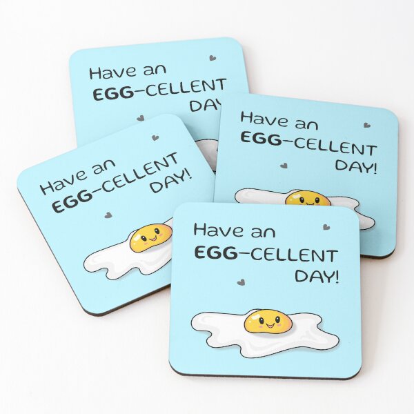 Item preview, Have an EGG-cellent day! funny pun kawaii egg designed and sold by HajnalkArt.