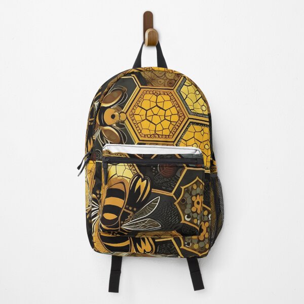 Item preview, Golden Abstract Honeycombs Bees Pattern designed and sold by PatternBestFan.