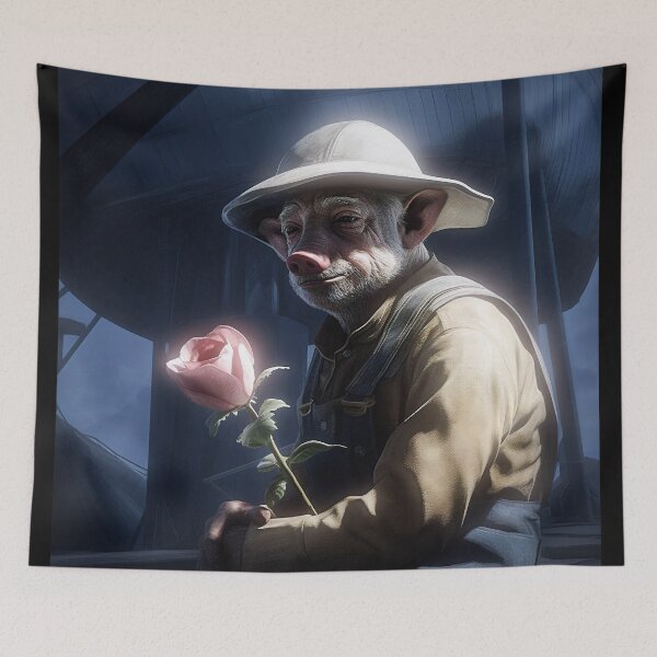 Item preview, Pigman Farman - Digital Art of an Old Charismatic Farman Holding a Giant Rose designed and sold by CreationP.