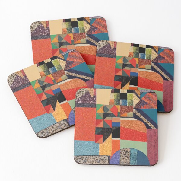 Item preview, fabric and leather patchwork in vibrant colours designed and sold by m14arts.