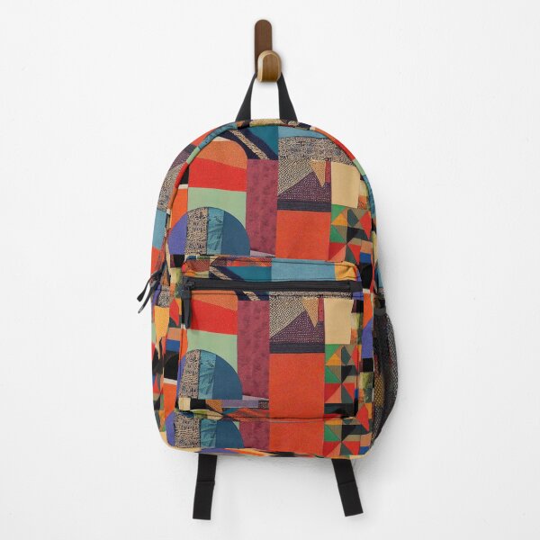Item preview, fabric and leather patchwork in vibrant colours designed and sold by m14arts.