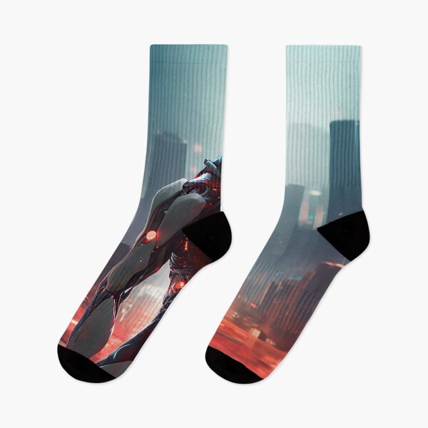 Item preview, Glowing Cyborg in Futuristic Cityscape designed and sold by PrintCove.