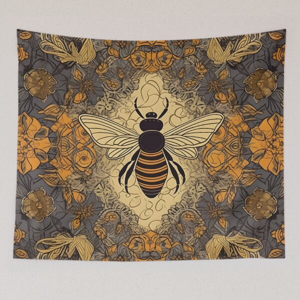Item preview, Vintage Abstract Flower Bee Pattern designed and sold by PatternBestFan.