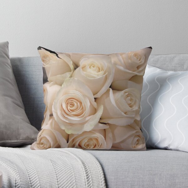 White Roses Throw Pillow