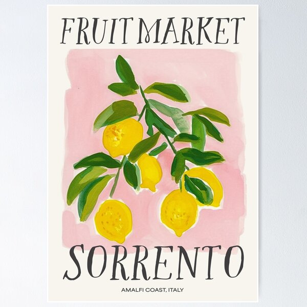 Item preview, Sorrento Fruit Market Lemons Watercolor Painting designed and sold by toastedpixels.
