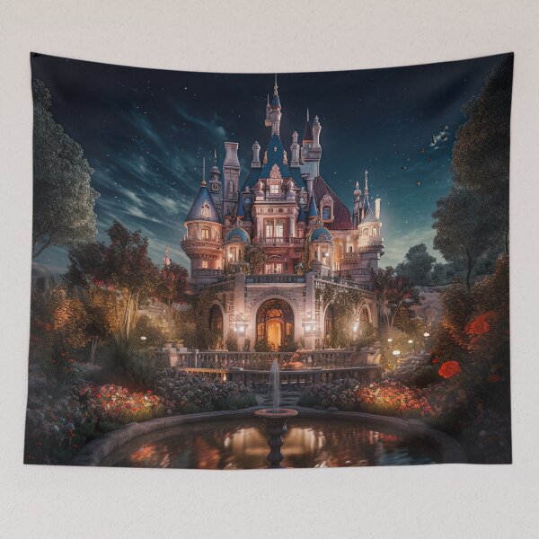 Item preview, Night Mansion, Green garden, Magic Fountain, Fantasyland  designed and sold by SunDoor Art.