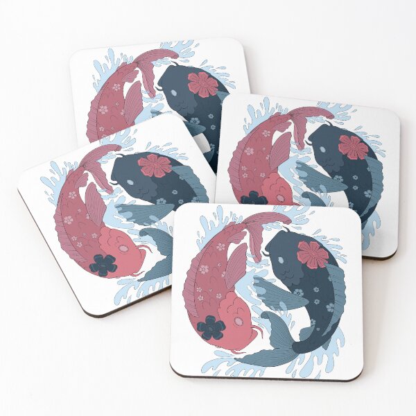 Item preview, Floral yin yang koi fish splash designed and sold by LibbyHaggerArt.