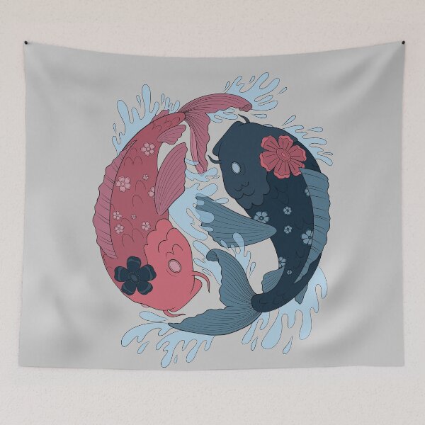 Item preview, Floral yin yang koi fish splash designed and sold by LibbyHaggerArt.