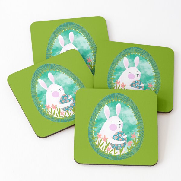 Item preview, Cute white bunny with floral easter egg decoration, version 2 designed and sold by IULIART.