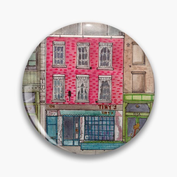 Item preview, Tribeca Manhattan New York City Art Print - Iconic Tiny's 135 and The Bar Upstairs designed and sold by Wall-Art-Sketch.